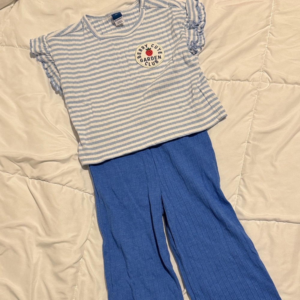 Old Navy Light Blue Striped Shirt with Patch